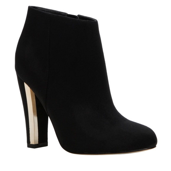 Black Fabric Block Heel Round Toe Ankle Bootie - Picture 2 of 5